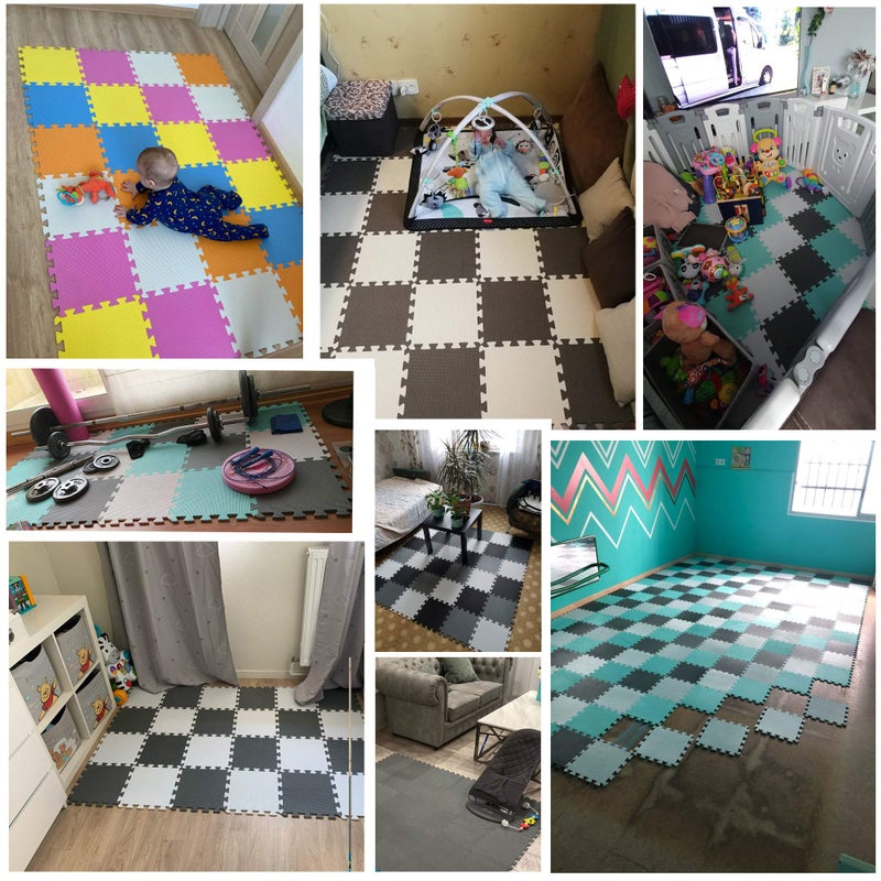 YIMINYUER Baby Playmat, 20 Pcs Soft EVA Foam Jigsaw Puzzle Exercise Yoga Mat, Non-Toxic Portable Playroom Flooring for Crawling, Floor Protection, Unisex, R10-G301020 - Image 2